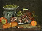 Still life with sausages unknow artist